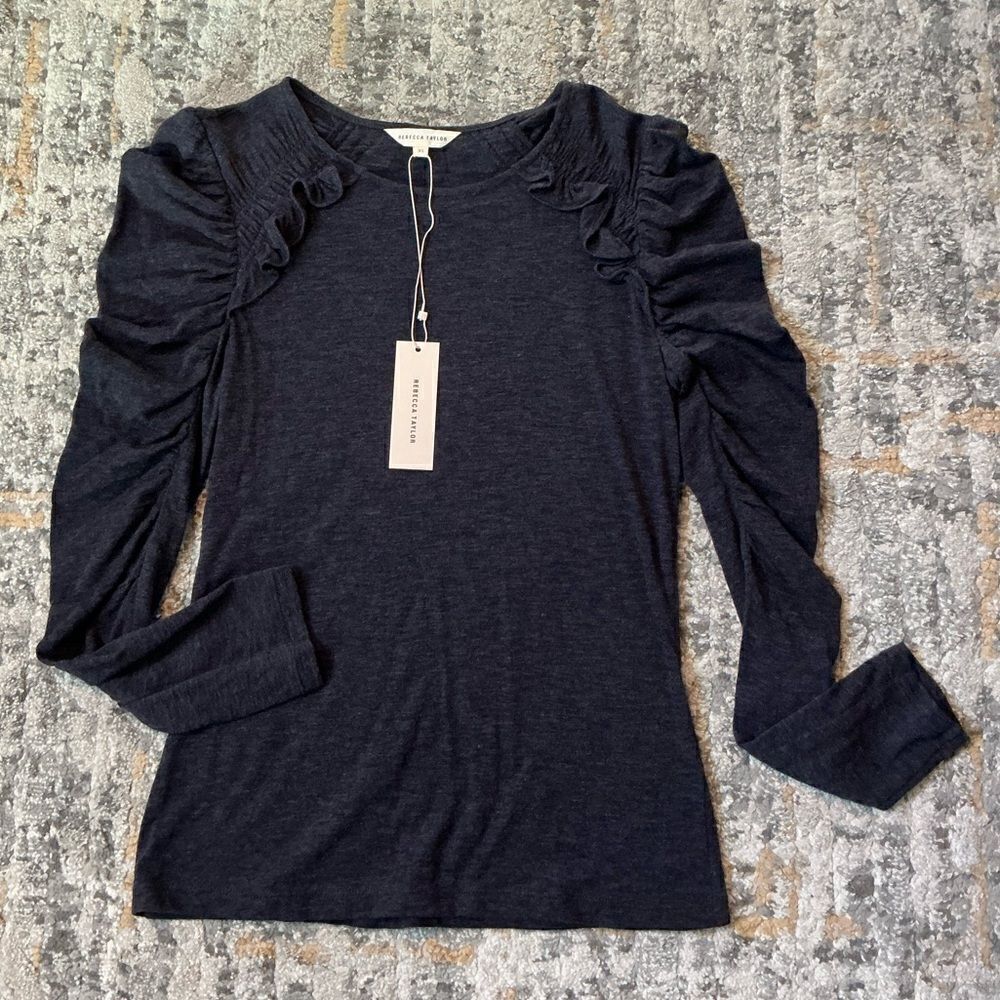 REBECCA TAYLOR RUFFLE SHOULDER TOP! NWT! XS